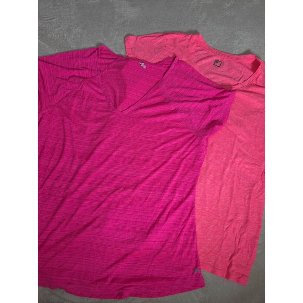 Lot of 2 Pink Burnout Short Sleeve T Shirt Size XL Lightweight Ideology and JCP